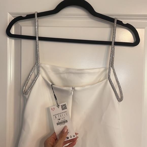 NWT Zara white mini dress with rhinestones - Picture 10 of 10